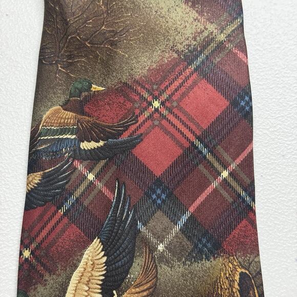 Vintage Robert Talbott Parisian Silk Necktie Tie Red Plaid Duck Old Money Preppy - Picture 4 of 11
